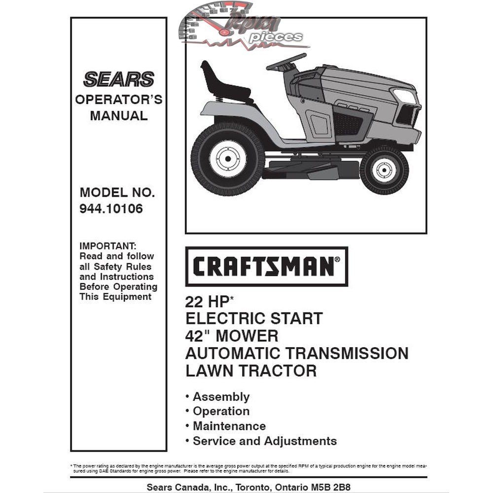 944.10106 – Craftsman Parts Manual