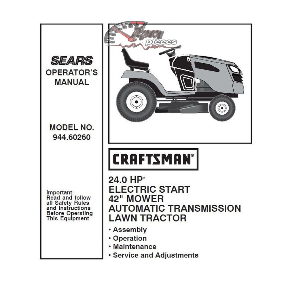 944.60260 Craftsman Parts Manual