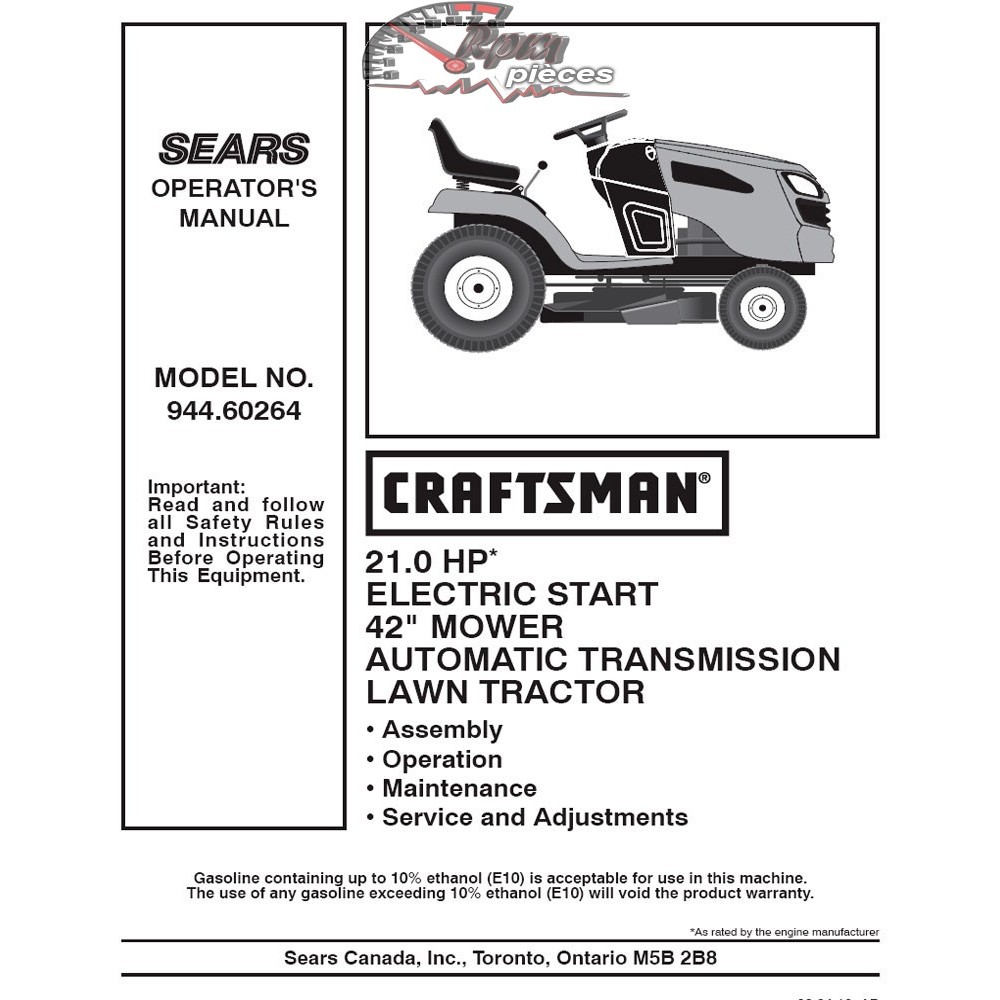 944.60264 Craftsman Parts Manual