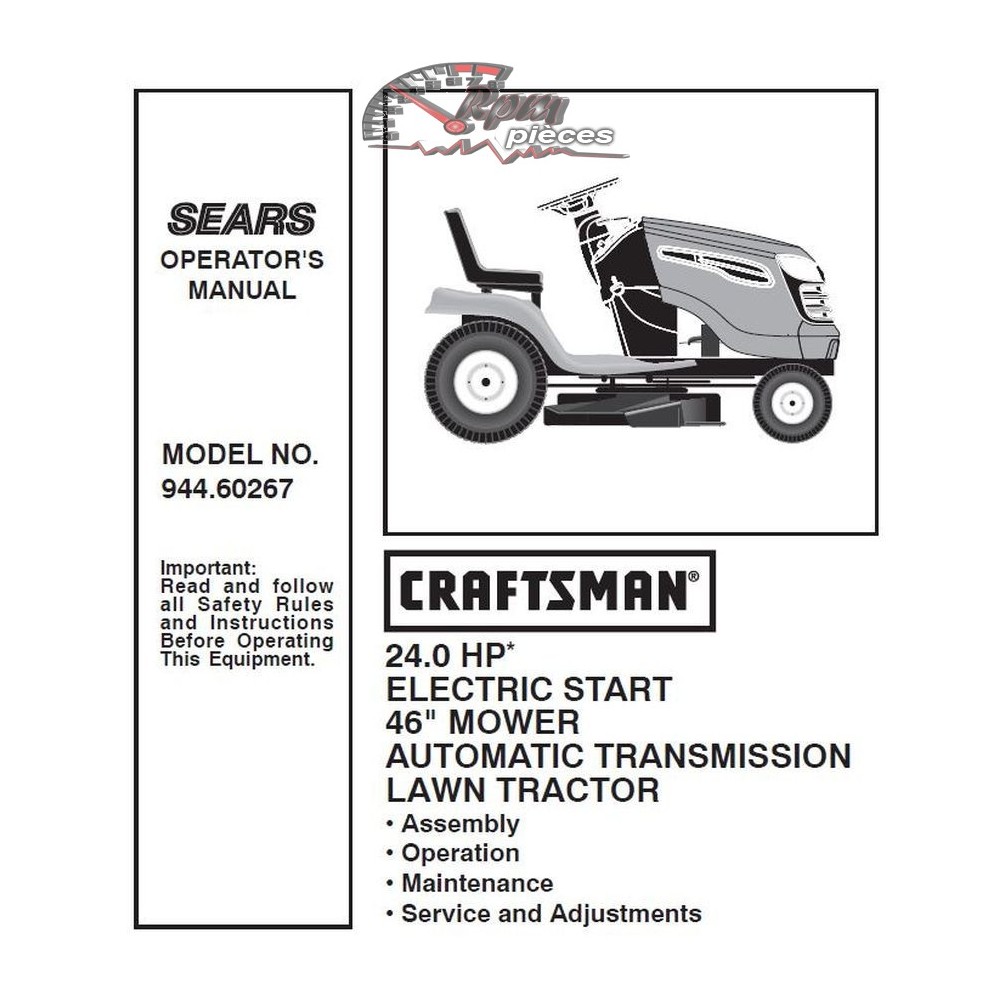 944.60267 Manuel de pièces tracteur Craftsman