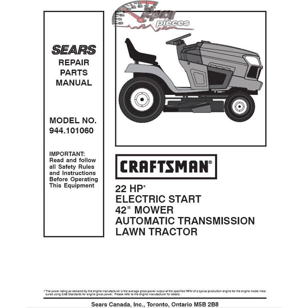 944.101060 Craftsman Parts Manual
