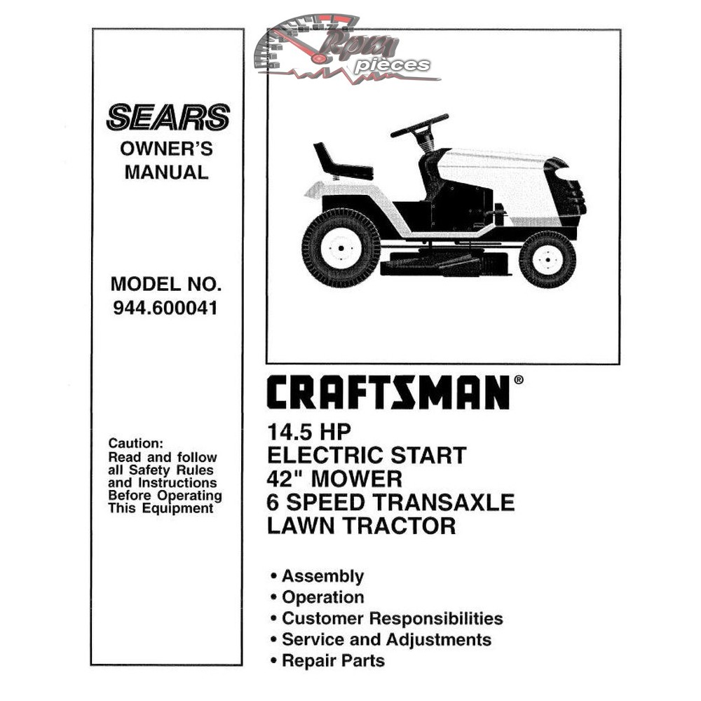 944.600041 Manuel de pièces tracteur Craftsman