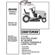 944.600081 Manuel de pièces tracteur Craftsman