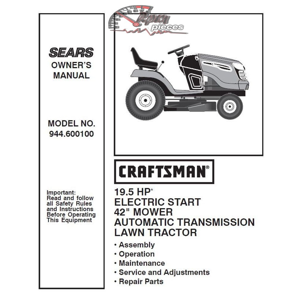944.600100 Craftsman Parts Manual