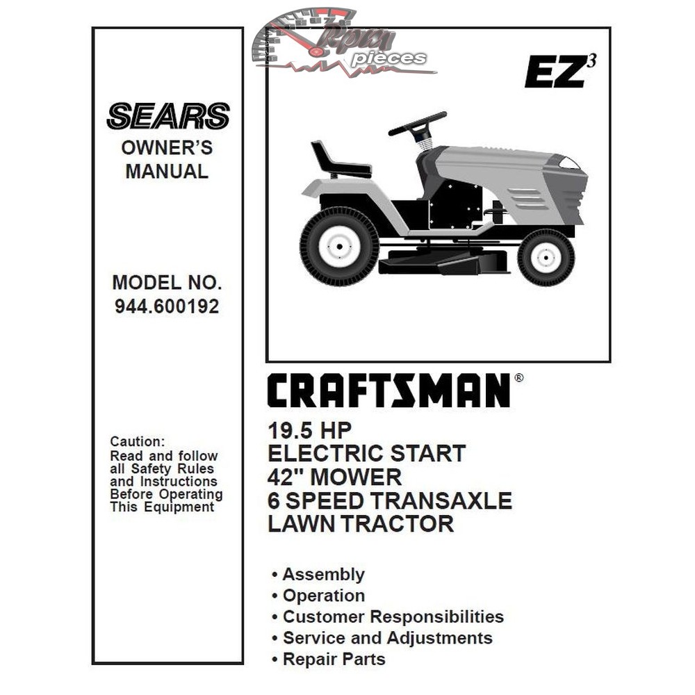 944.600192 Craftsman Parts Manual