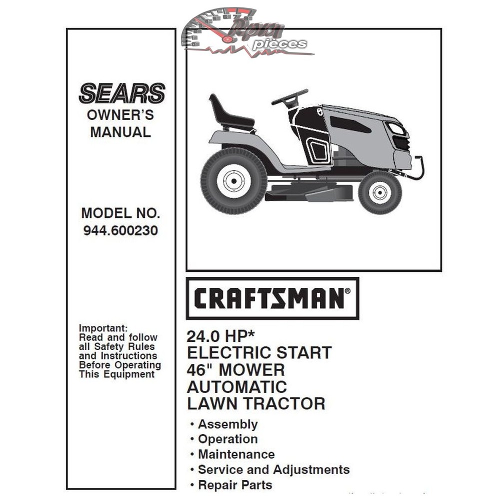 944.600230 Craftsman Parts Manual