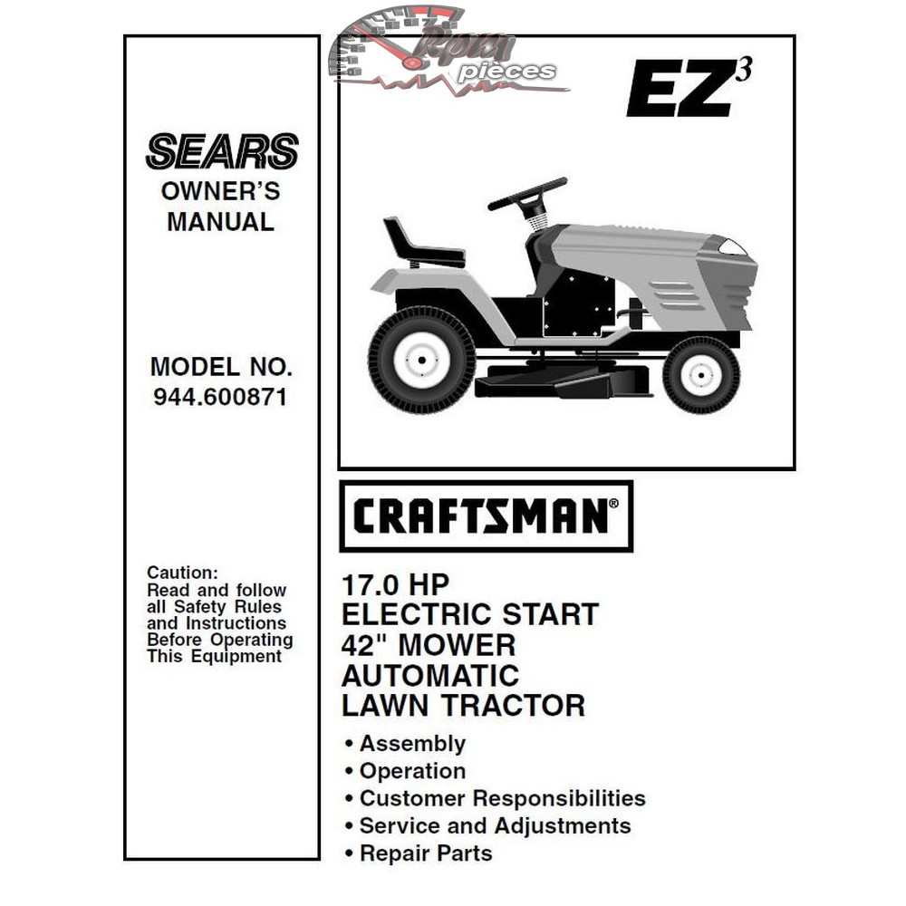 944.600871 Manuel de pièces tracteur Craftsman