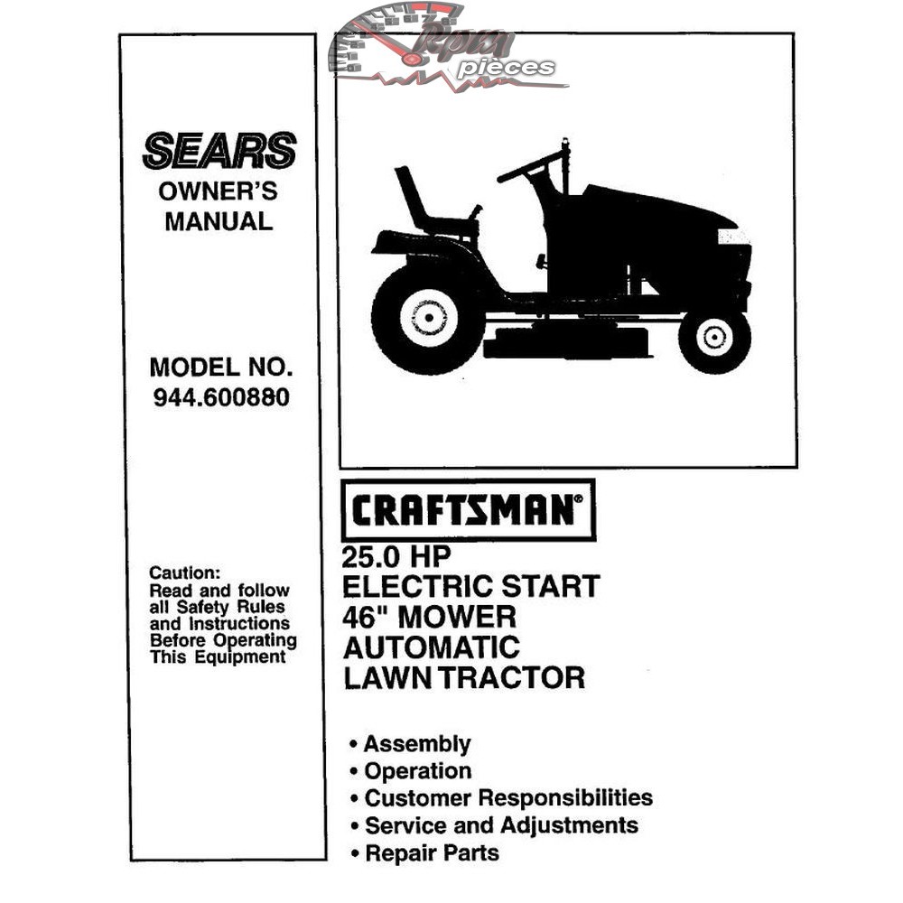 944.600880 Manuel de pièces tracteur Craftsman