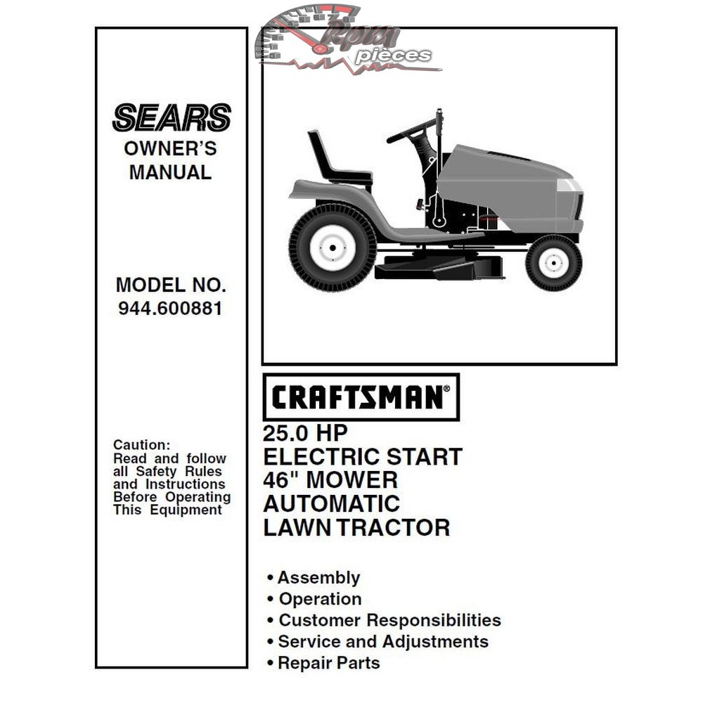 944.600881 Manuel de pièces tracteur Craftsman