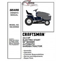 944.600940 Manuel de pièces tracteur Craftsman