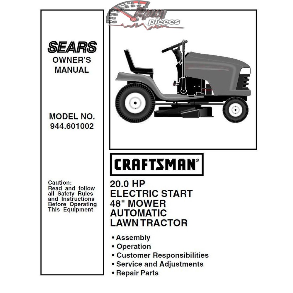 944.601002 Craftsman Parts Manual