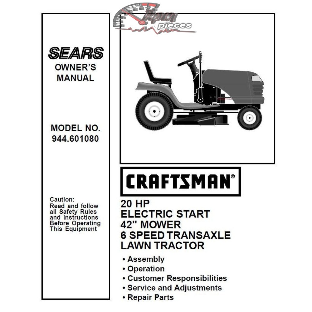 944.601080 Manuel de pièces tracteur Craftsman