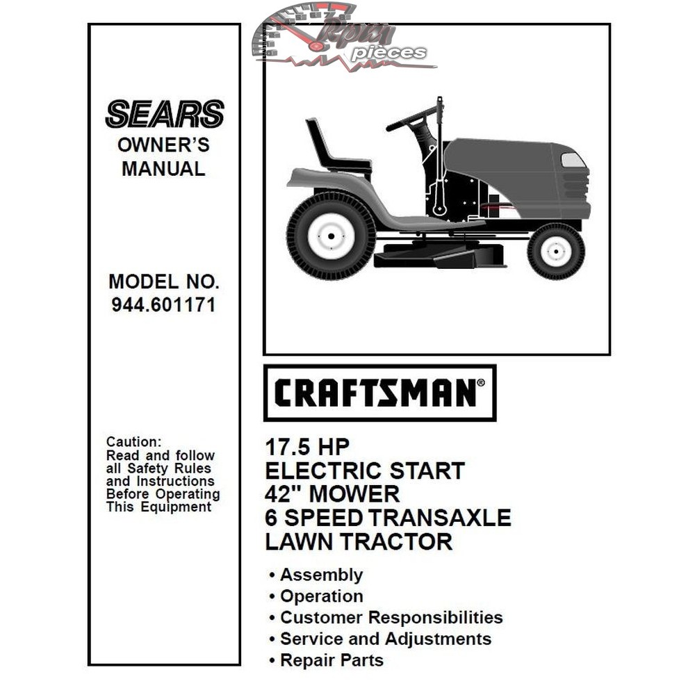 944.601171 Craftsman Parts Manual