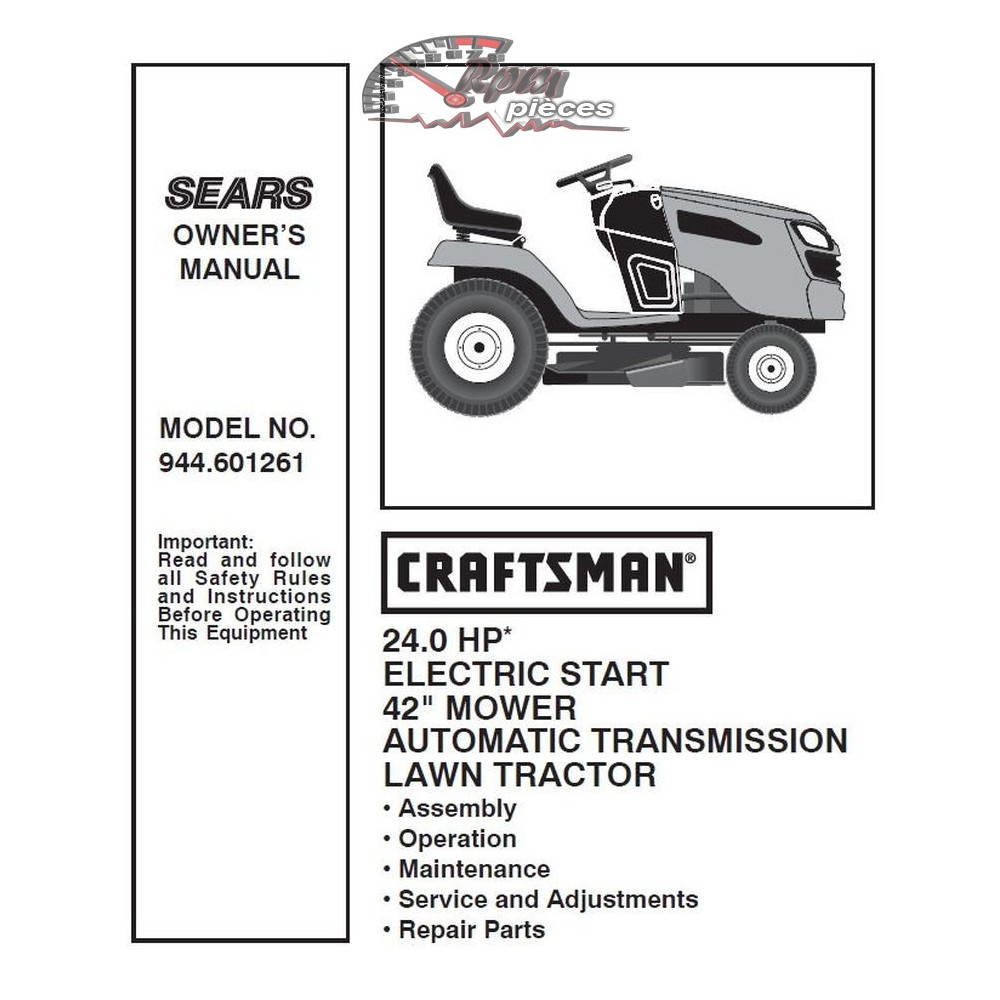 944.601261 Manuel de pièces tracteur Craftsman