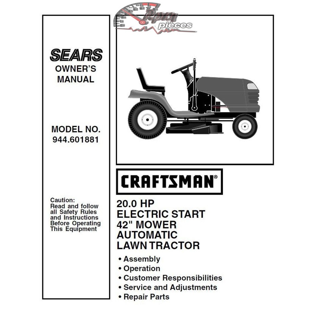 944.601881 Manuel de pièces tracteur Craftsman