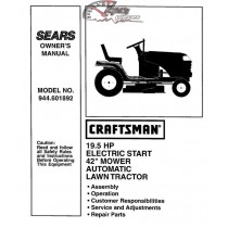 944.601892 Manuel de pièces tracteur Craftsman