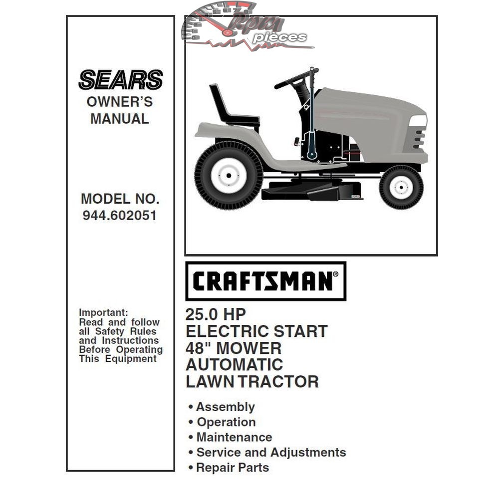 944.602051 Manuel de pièces tracteur Craftsman