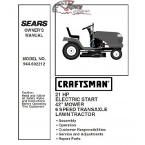 944.602212 Manuel de pièces tracteur Craftsman