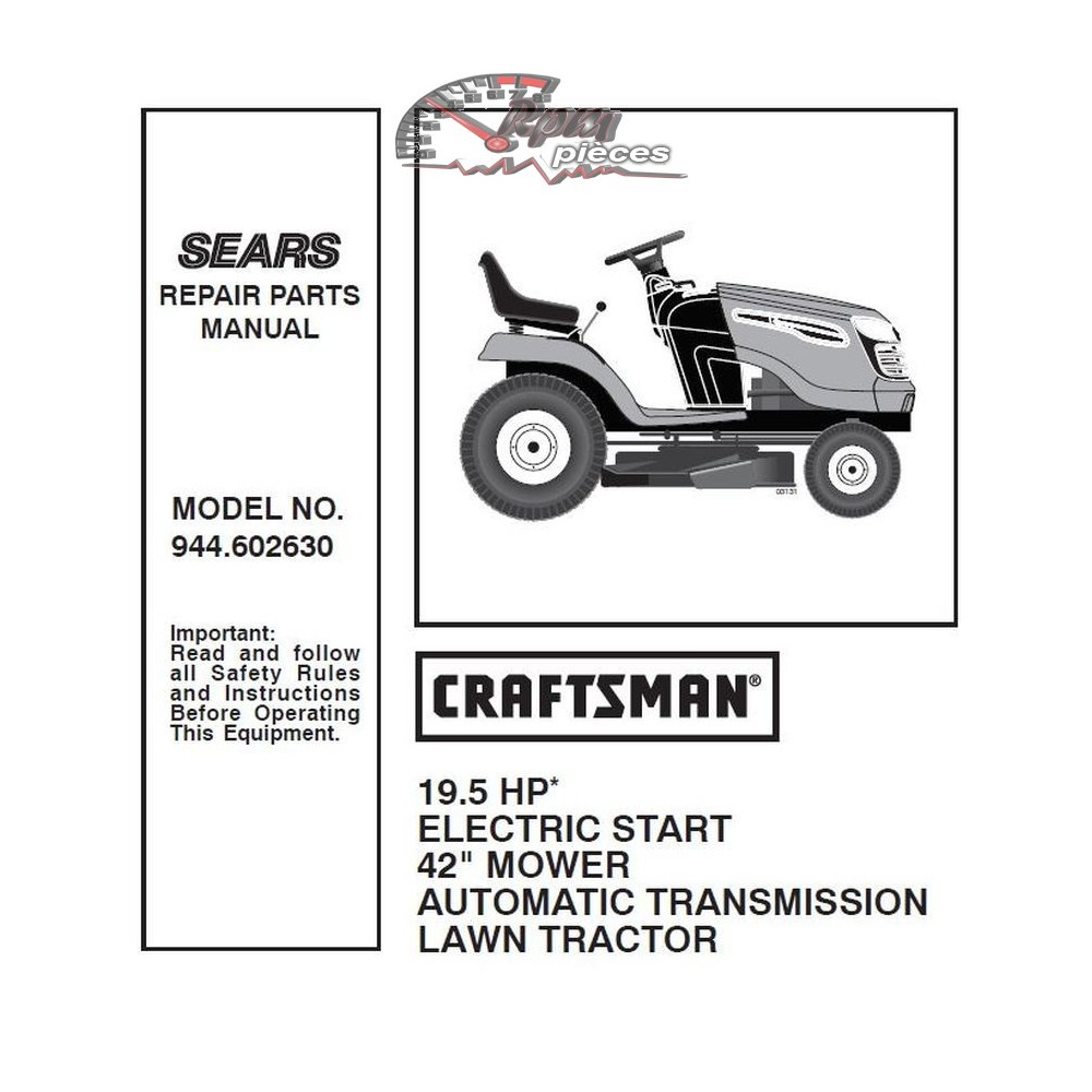 944.602630 Manuel de pièces tracteur Craftsman