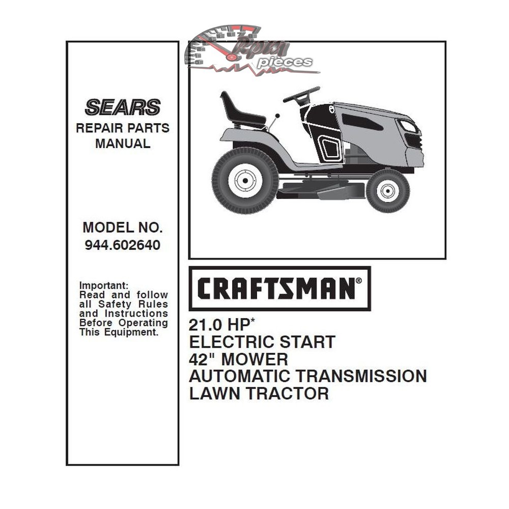 944.602640 Manuel de pièces tracteur Craftsman