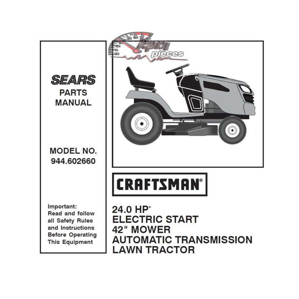 944.602660 Manuel de pièces tracteur Craftsman