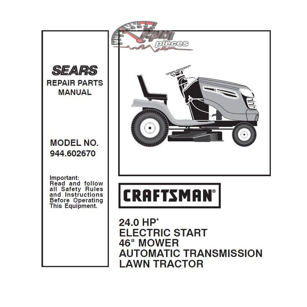 944.602670 Manuel de pièces tracteur Craftsman