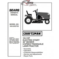 944.602750 Craftsman Parts Manual