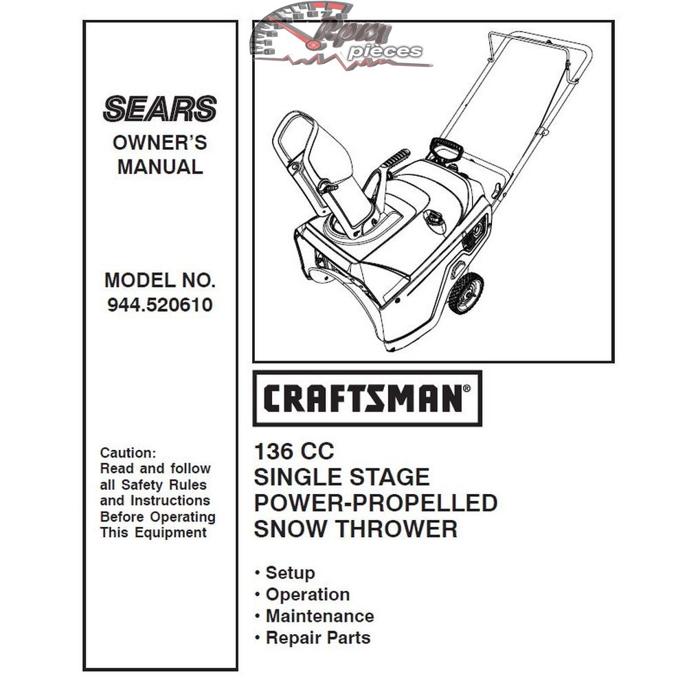 944.520610 Manuel de pièces souffleuse Craftsman