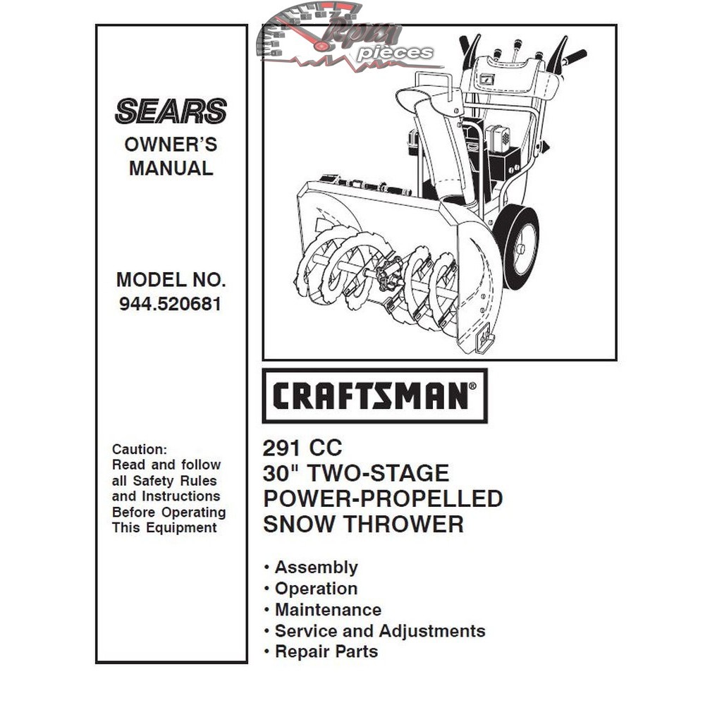 944.520681 Snowblower Craftsman Parts Manual