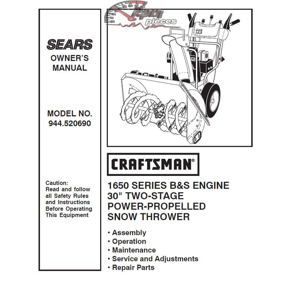 944.520690 Snowblower Craftsman Parts Manual