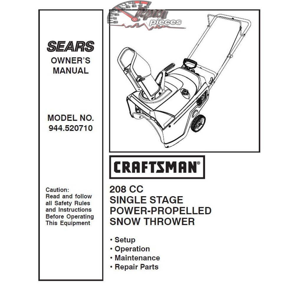 944.520710 Snowblower Craftsman Parts Manual