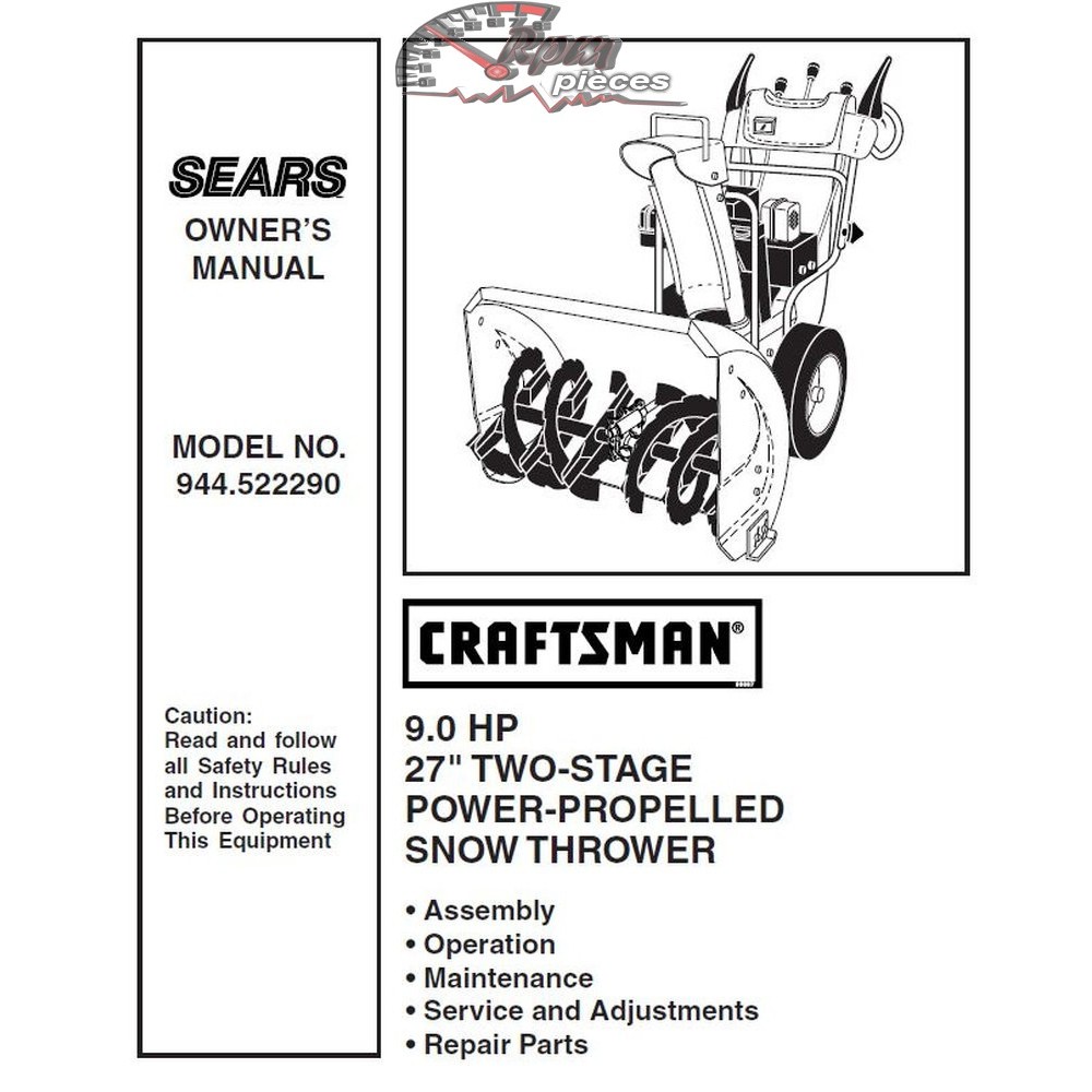944.522290 Snowblower Craftsman Parts Manual