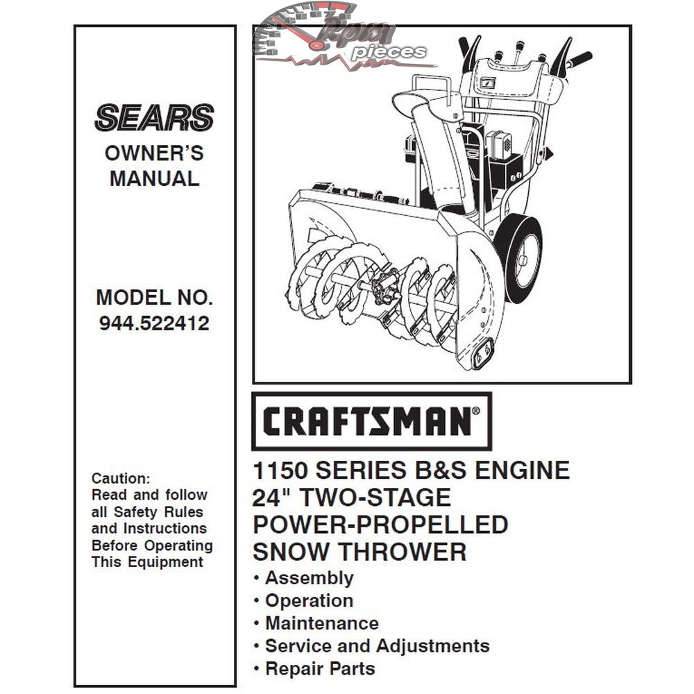 944.522412 Snowblower Craftsman Parts Manual