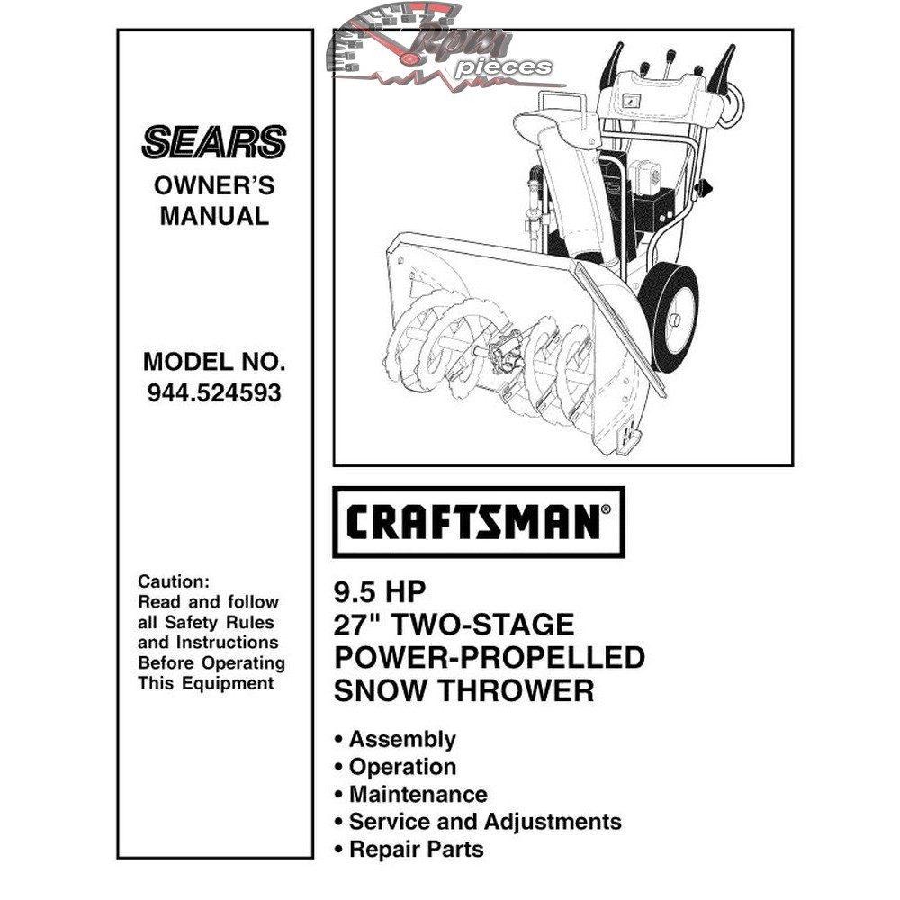944.524593 Snowblower Craftsman Parts Manual