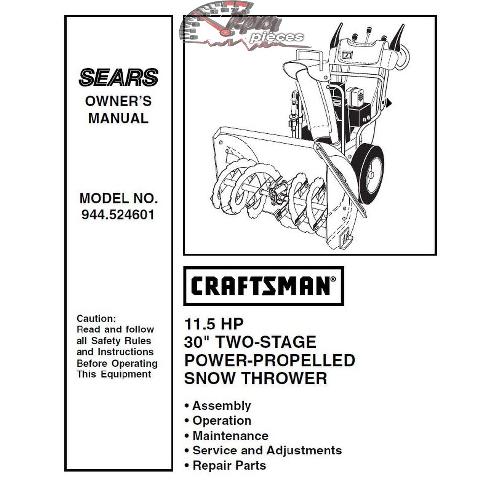 944.524601 Snowblower Craftsman Parts Manual