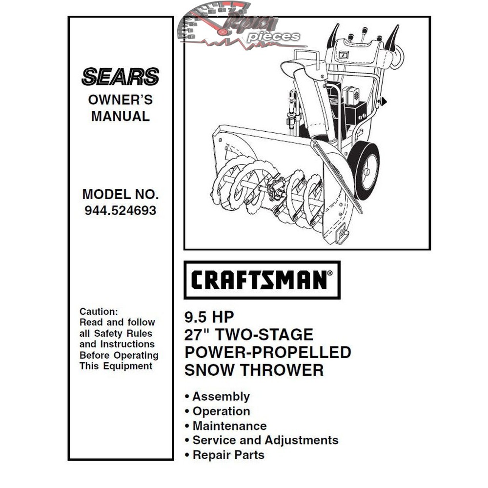 944.524693 Snowblower Craftsman Parts Manual