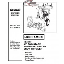 944.525400 Snowblower Craftsman Parts Manual