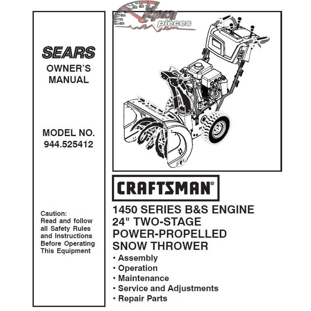 944.525412 Manuel de pièces souffleuse Craftsman