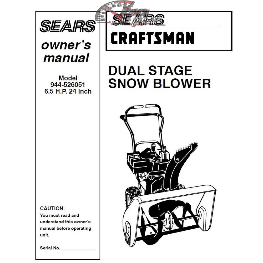 944.526051 Snowblower Craftsman Parts Manual