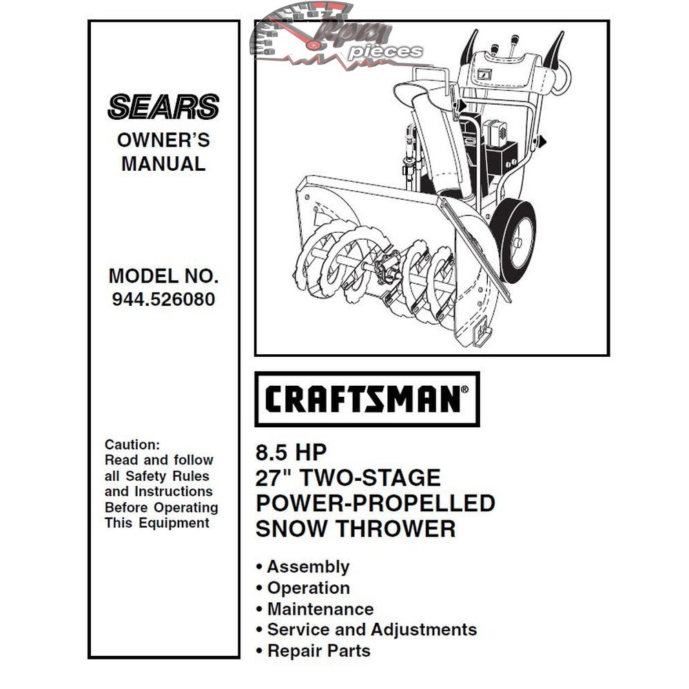 944.526080 Snowblower Craftsman Parts Manual