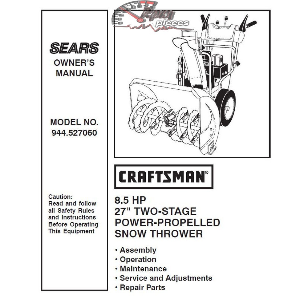 944.527060 Snowblower Craftsman Parts Manual