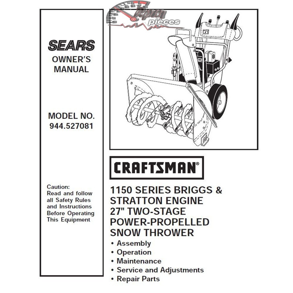 944.527081 Snowblower Craftsman Parts Manual