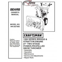 944.527392 Snowblower Craftsman Parts Manual