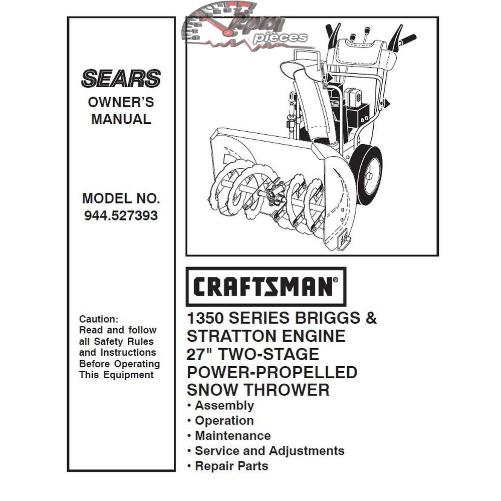 944.527393 Snowblower Craftsman Parts Manual