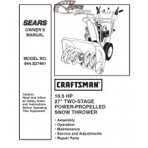 944.527491 Snowblower Craftsman Parts Manual