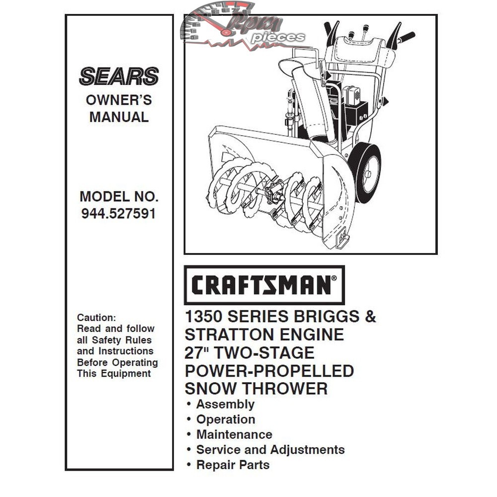 944.527591 Snowblower Craftsman Parts Manual