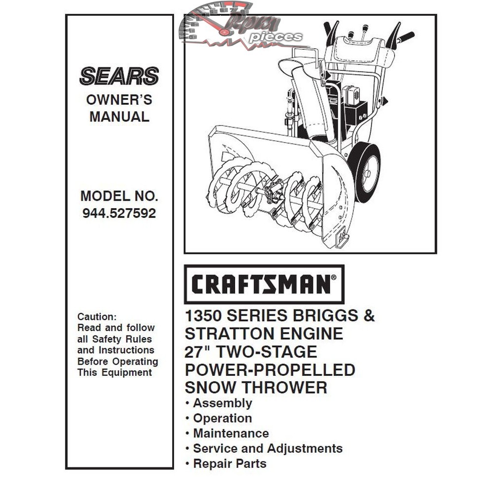944.527592 Snowblower Craftsman Parts Manual