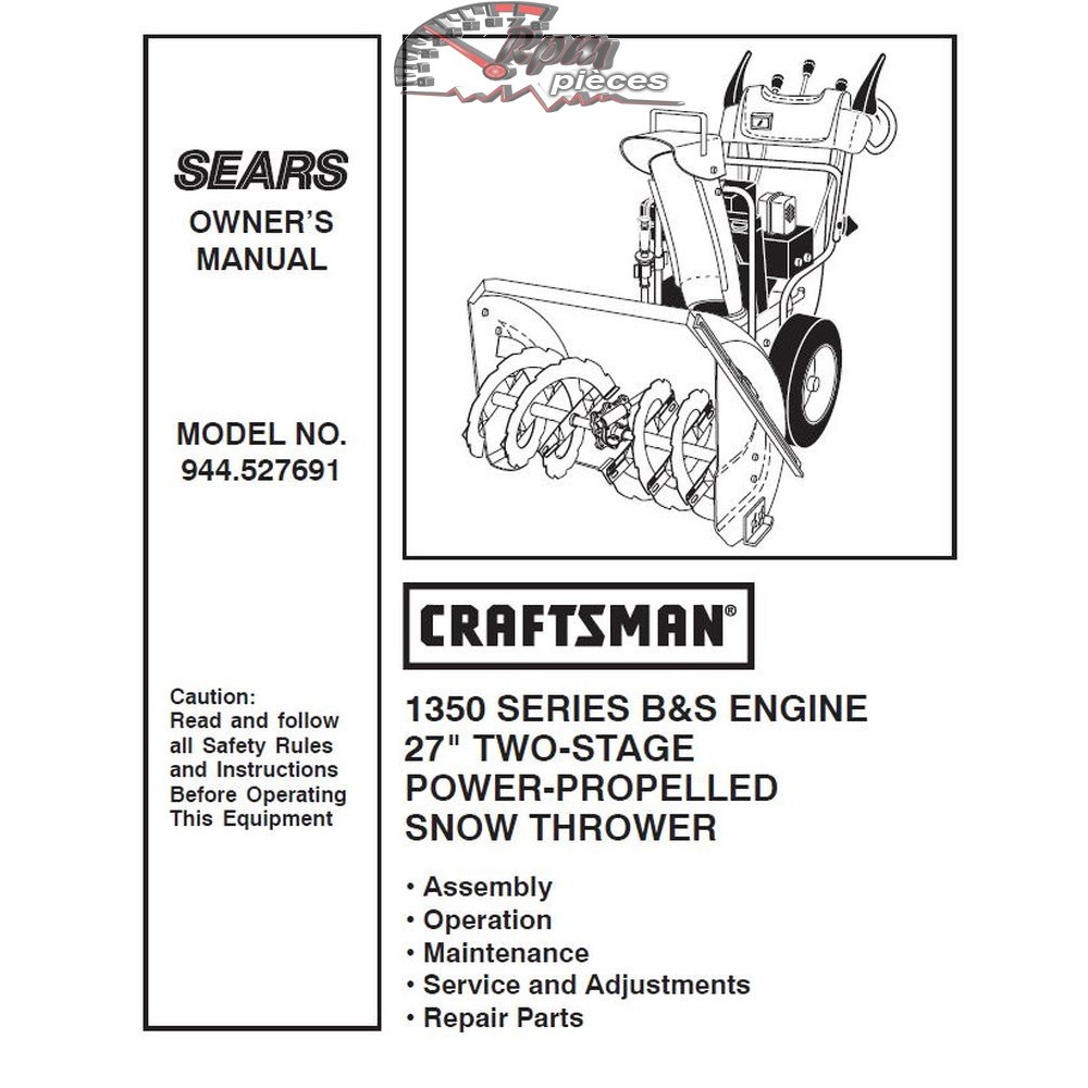 944.527691 Snowblower Craftsman Parts Manual