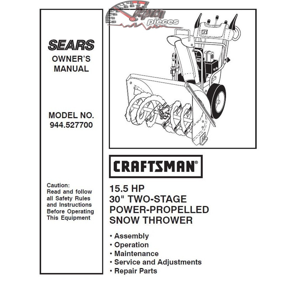 944.527700 Snowblower Craftsman Parts Manual
