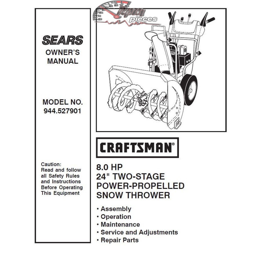 944.527901 Snowblower Craftsman Parts Manual